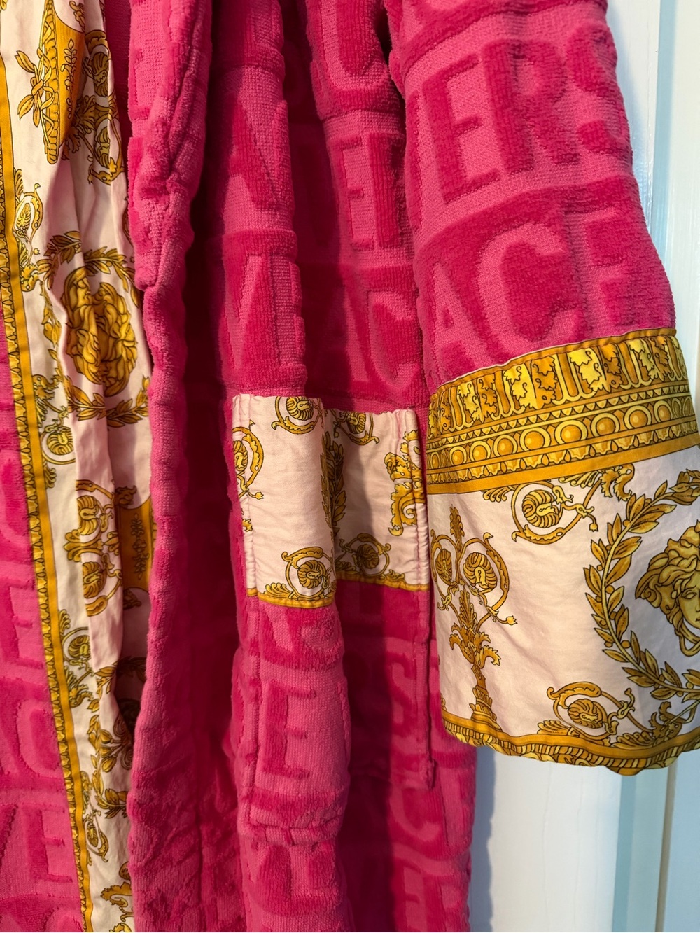 Versace I Love Baroque Belted Bathrobe in Pink - Picture 3 of 6
